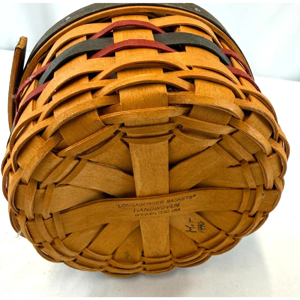 1997 Longaberger Inaugural Basket w/Flag Liner, Protector & Tie-On Vintage